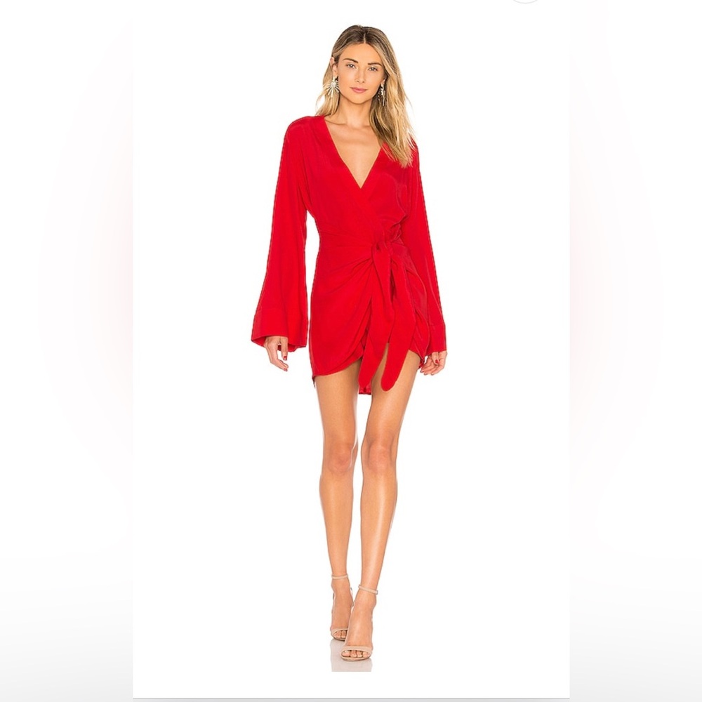 L’ Academie The Janeiro Mini Dress red summer revolve long sleeve